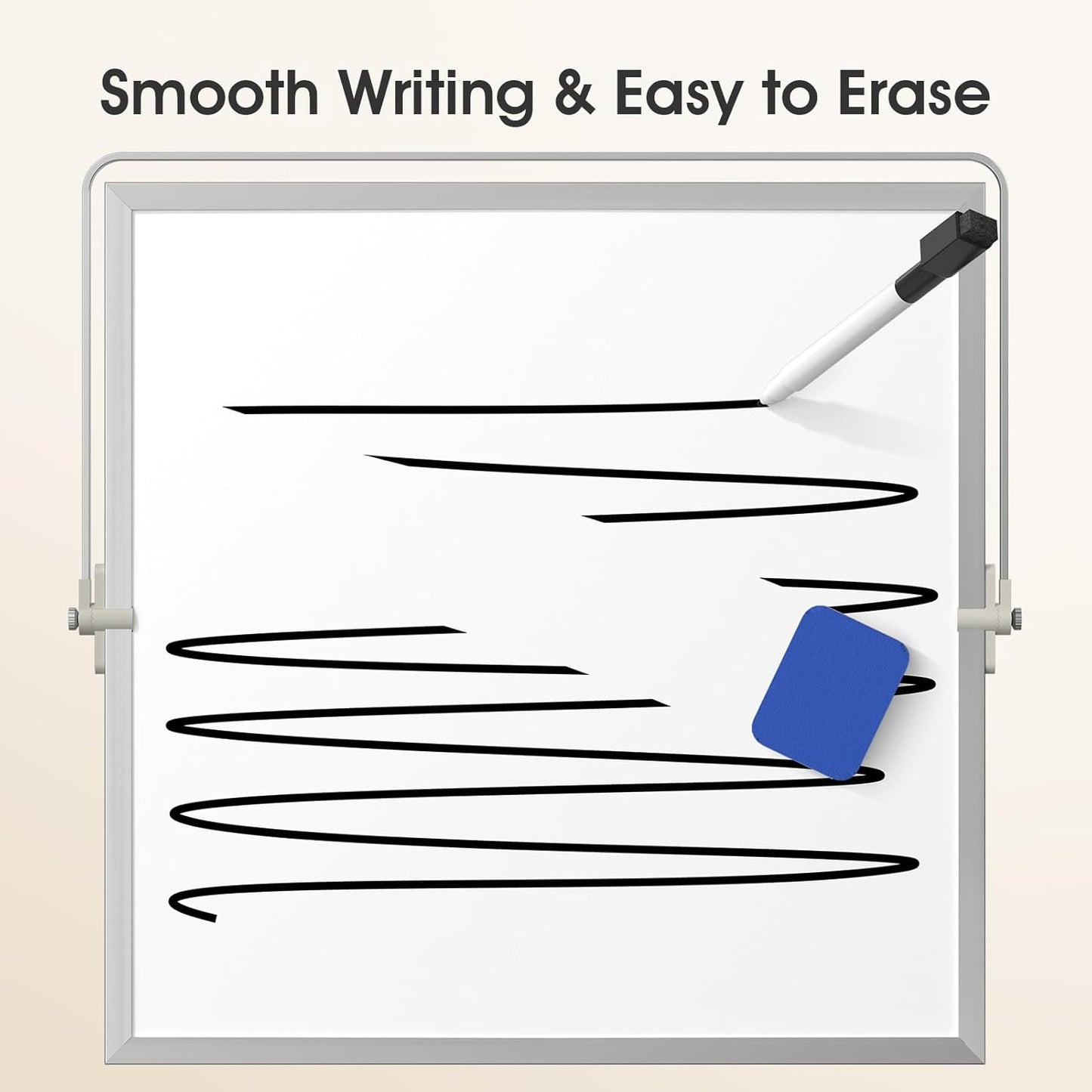 MaxGear Small White Board with Stand, 10" x 10" Double-Sided Magnetic Aluminium Frame Whiteboard, Mini Dry Erase Board for Drawing, Kitchen Grocery List, Memo