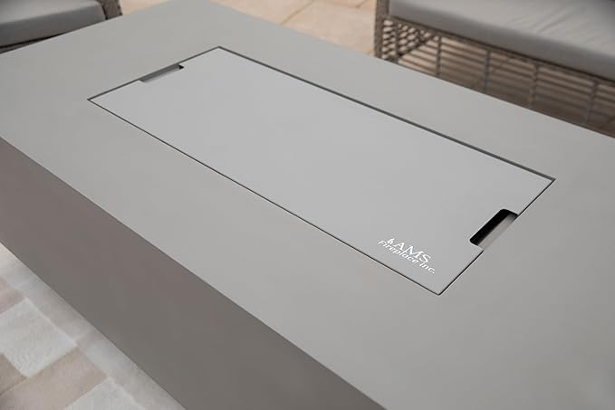 AMS Fireplace | Powder Coated Fire Pit Burner Lid for Sedona FireTable (Light Gray) | Weather-Protected | Easy to Clean | No Assembly Required