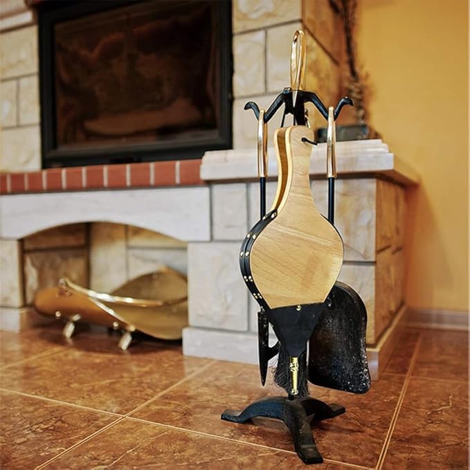 Fireplace Bellows Indoor 17"x 7.5" Large Wood Fire Blower with Hanging Strap BBQ Grill Chimney Hand Bellow Pump
