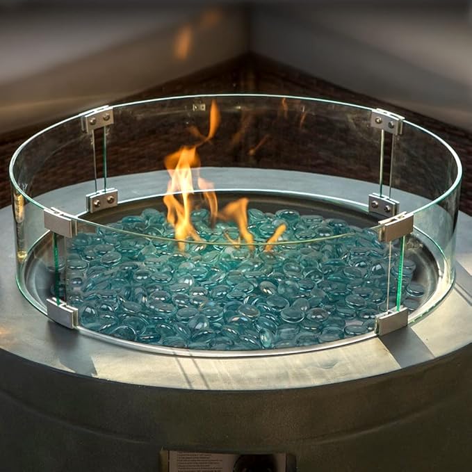 Holy Fire 23" x 6" Round Fire Pit Glass Wind Guard Clear Tempered Glass Flame Protective Pane Wind Resistant - Fits 19” Round Fire Pit Burner Pans