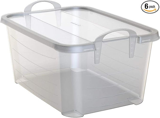 Life Story 6 Pack Light Duty Stackable Storage Bin, 55 Quart Home Organizer, Versatile Lightweight Locking Bins with Carrying Handles, Clear