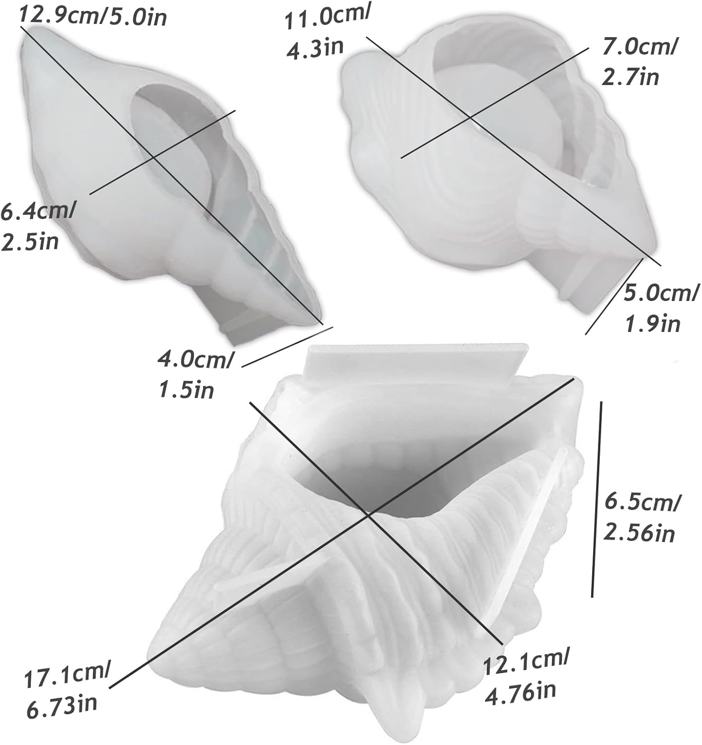 3PCS Conch Silicone Tray Resin Mold Unique Sea Snail Mould for Epoxy Resin Casting Jewelry Plate Candle Holder Trinket Storage Mold for DIY Art Crafts Supplies Home Decor