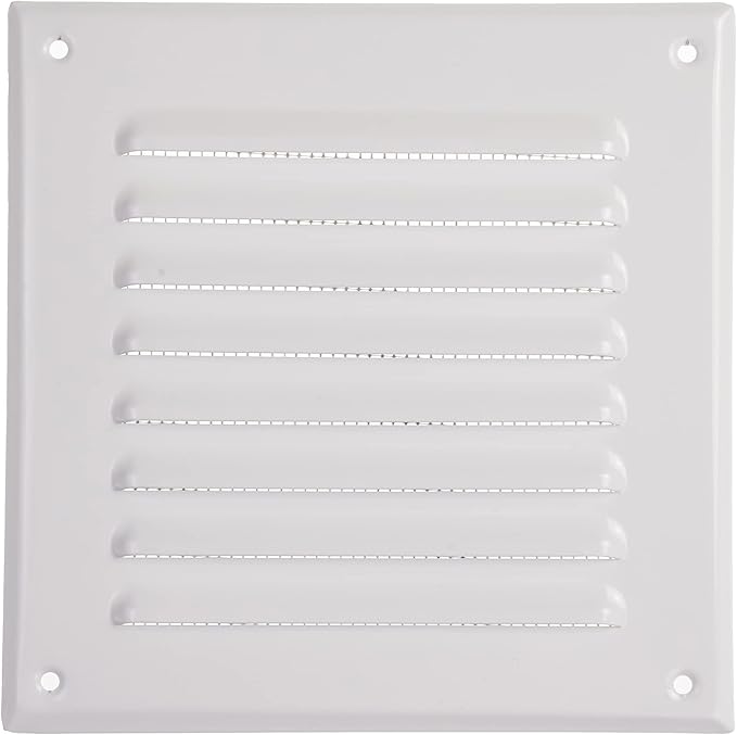 Vent Systems 5 x 5 Inch (Inner) White Vent Cover - Square Metal HVAC Return Air Grille with Mesh Screen - Register Wall Vent Duct Grill - Outdoor, Indoor, Crawlspace Exhaust Ventilation