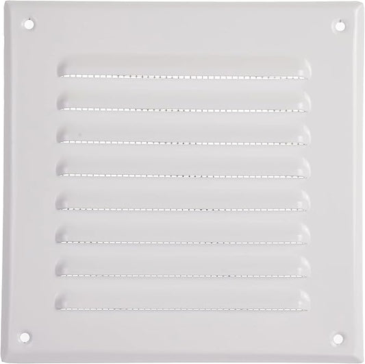 Vent Systems 5 x 5 Inch (Inner) White Vent Cover - Square Metal HVAC Return Air Grille with Mesh Screen - Register Wall Vent Duct Grill - Outdoor, Indoor, Crawlspace Exhaust Ventilation
