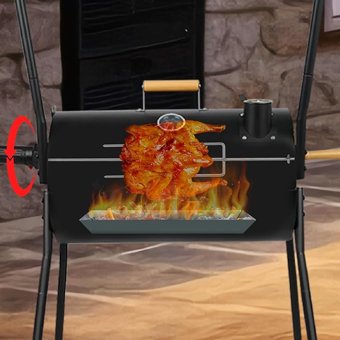 Portable Charcoal Grill with Thermometer, Double-sided Smoker Grill for Outdoor Patio Backyard Camping and Parties