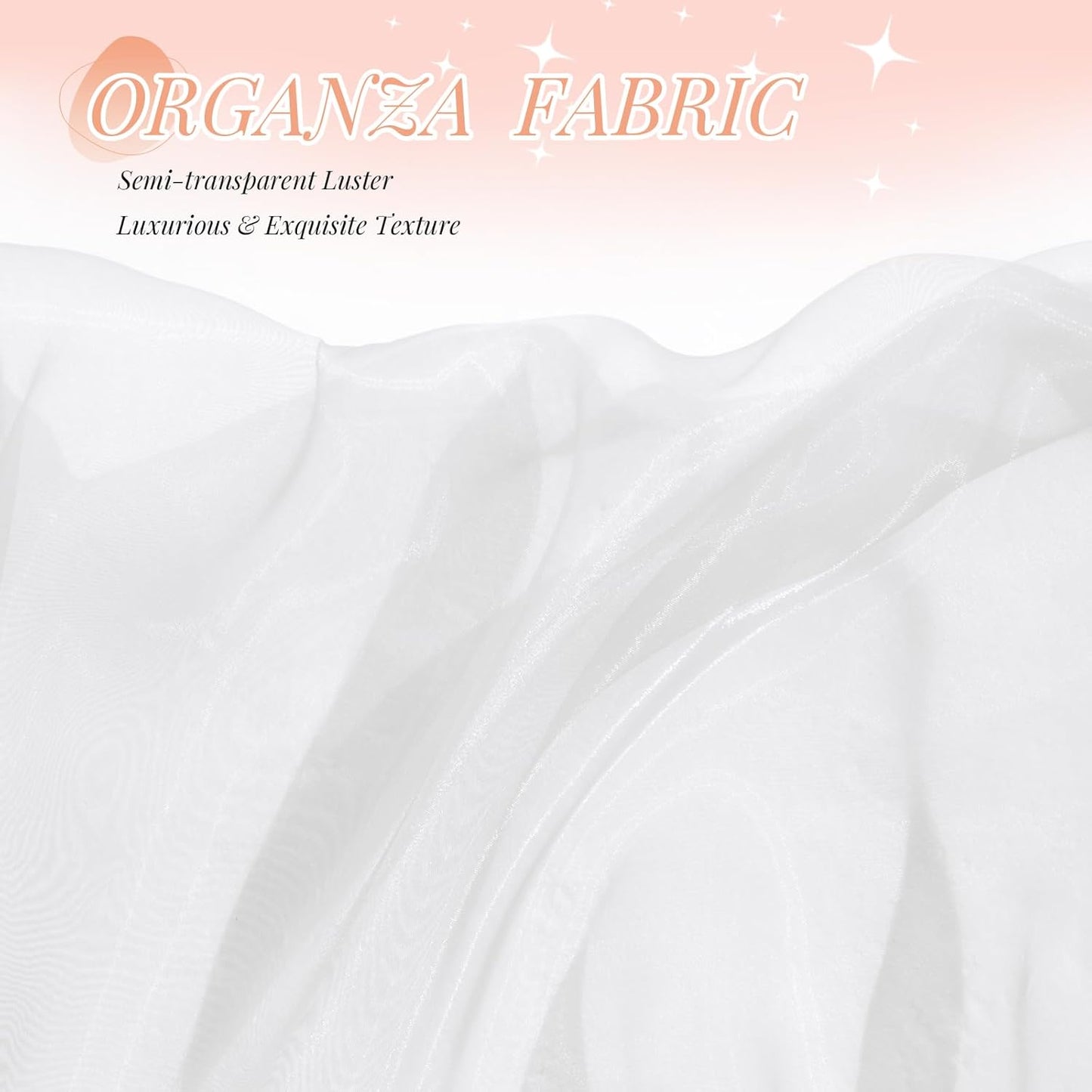 P Pothuiny Sheer Organza Fabric by The Yard, 1 Yard x 60 Inch Wide Bridal White Organza Tulle Fabric Roll Shiny Gauze Fashion Dress Sewing Craft for Wedding Party Decorations Backdrop