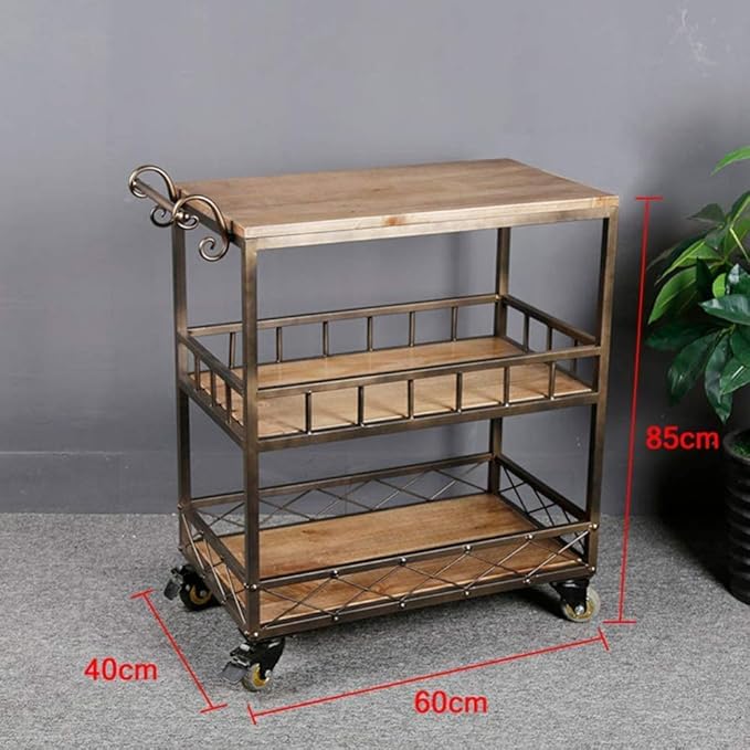 Bar Serving Cart for Hotel Business Restaurant Serving Cart Catering Storage Shelf with Wheels/Rolling Bar Serving Cart for Restaurant Catering Kitchen Storage Serving Utility Trolley
