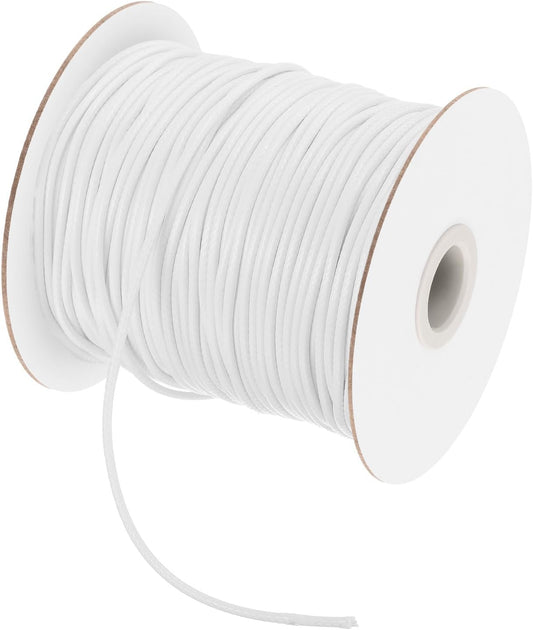 MECCANIXITY Waxed Cord 3mm Waxed Polyester Cord 44 Yard Wax String for Bracelet Making, Necklaces, Beading, Jewelry Making and DIY Crafts(White)