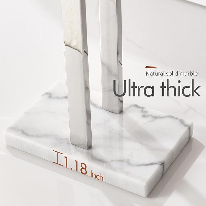 KOKOSIRI Floor Stand Towel Rack for Bathroom 2-Tier Free Standing Towel Holder with Heavy Marble Base Thicken Steady Design Polished Chrome Stainless Steel THS0005-CH
