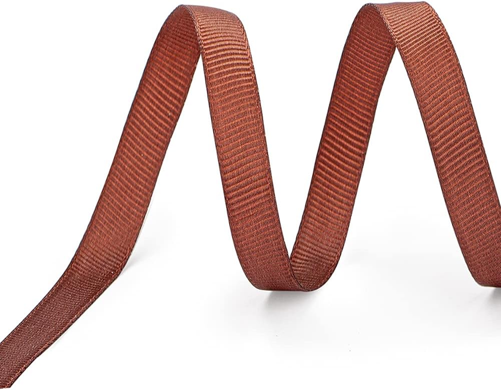 LIUYAXI 1/4" X 50 Yards Solid Brown Grosgrain Ribbon, Perfect for Crafts, Wedding Decor, DIY Hair Accessories, Sewing, Gift Package Wrapping and More