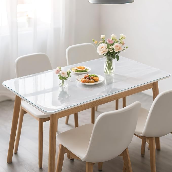 Frosted Table Protector 40 x 80 Inch, 1.4mm Thick Waterproof PVC Plastic Table Cover, Durable Table Pad for Dining Room, Kitchen, Writing Desk, and Coffee Tables