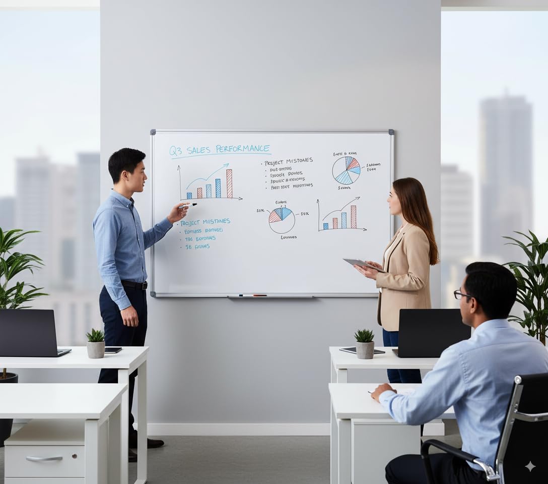 72" x 40" Magnetic Dry Erase Board with Pen Tray | Extra Large Wall Mounted Aluminum Frame Whiteboard for Office, Classroom & Home | Premium Presentation Board for Meetings & Planning