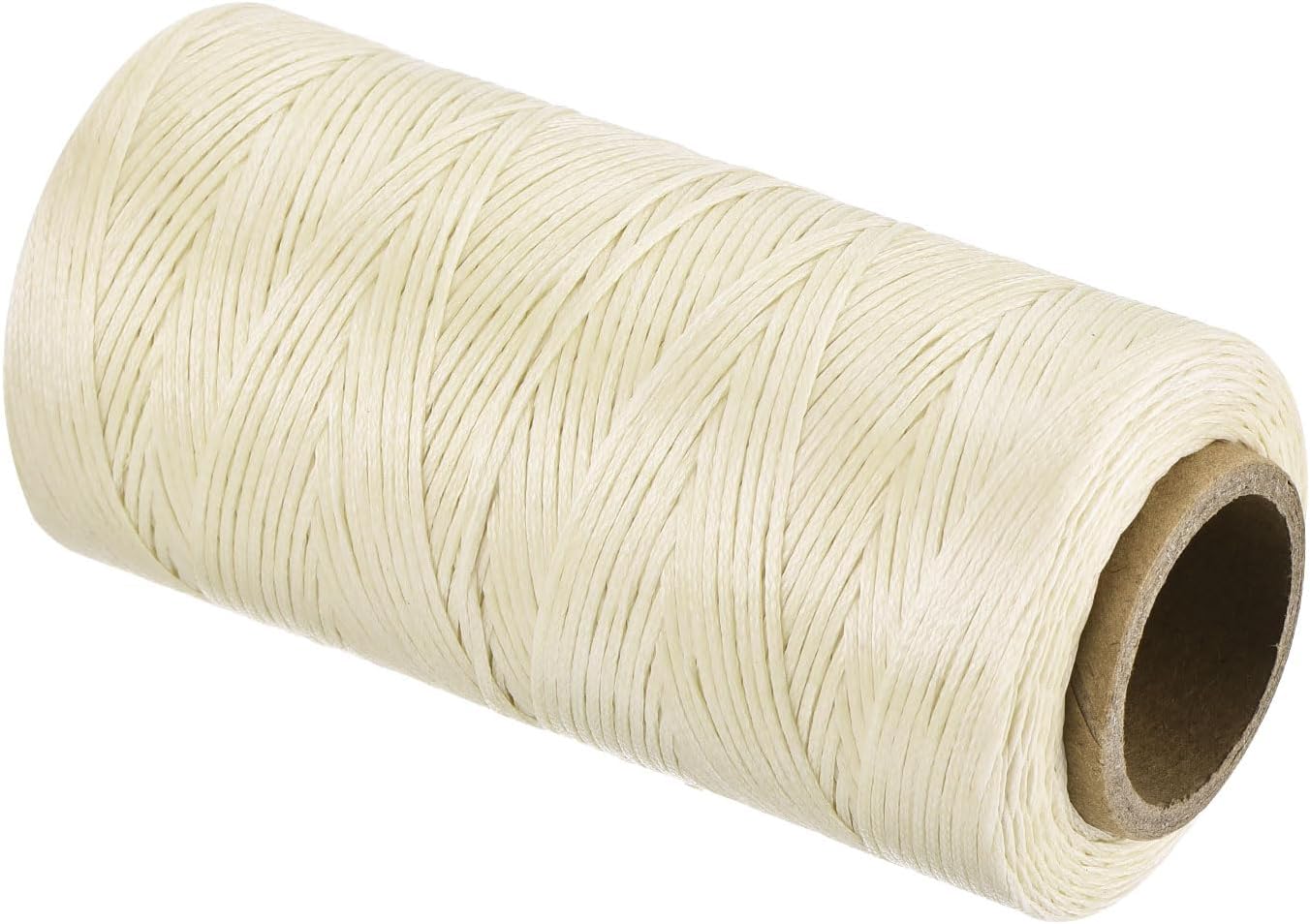MECCANIXITY Waxed Thread,197 Yard 1mm 210D Flat Wax Thread Polyester Waxed String for Leather Sewing Hand Weaving Book Binding Home Decoration,Cream White