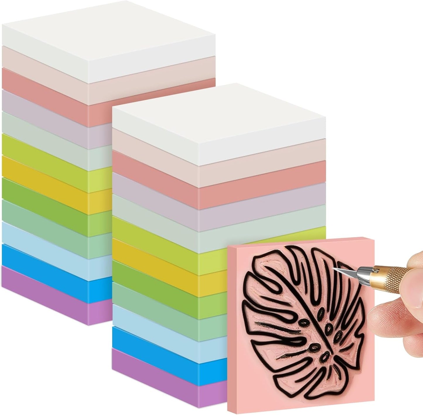 Frienda 24 Pcs 2" x 2" Rubber Carving Blocks Linoleum Blocks for Printmaking, Stamp Making, DIY Crafting, Scrapbook, Painting, Soft and Easy to Carve (Multicolor)