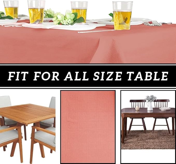PARTY BARGAINS 40 Disposable Table Covers - 54" X 108" Red Table Cover, 3 Ply Paper & Plastic Tablecloth