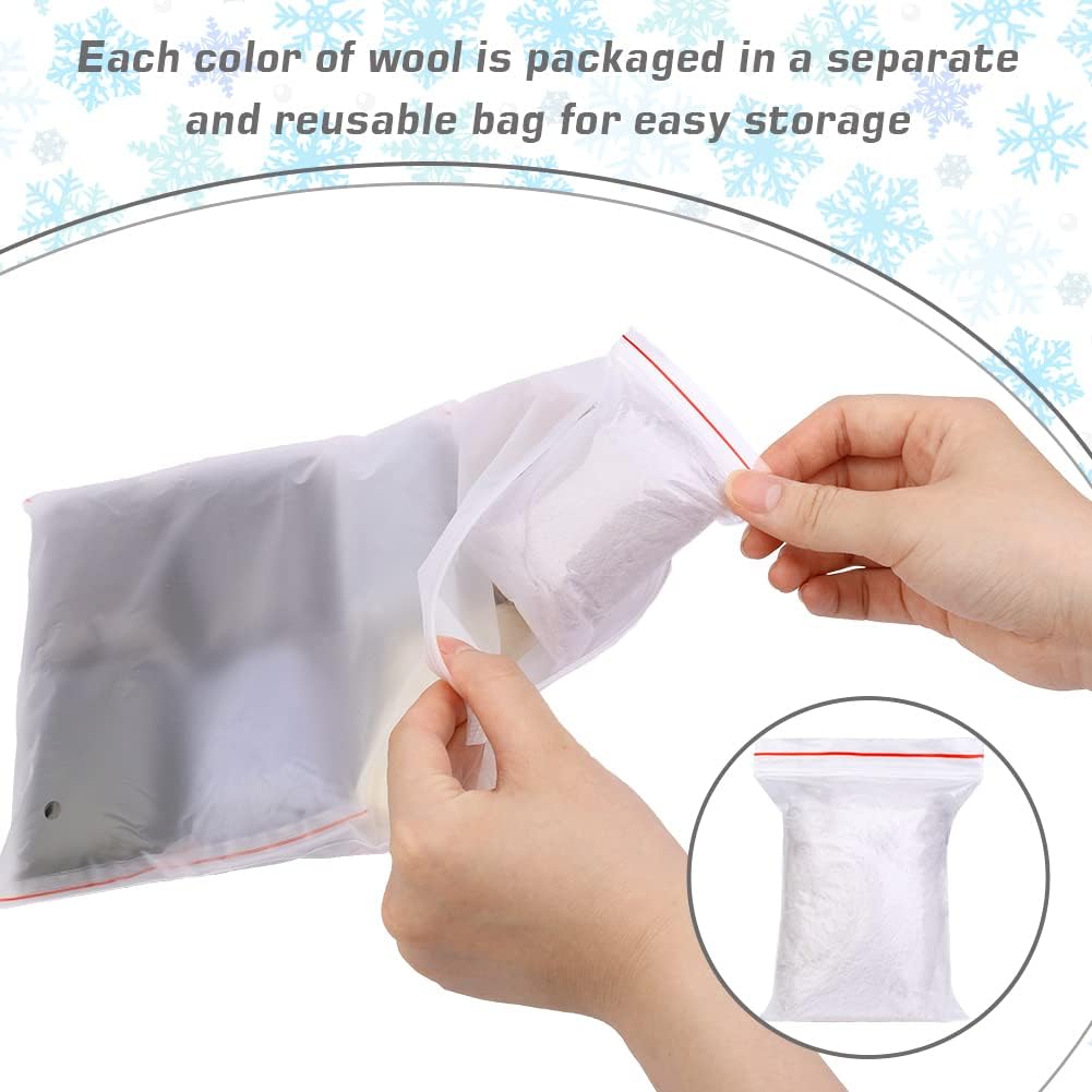 Wonvoc Needle Felting Wool 2.82oz/80 g, 8 Colors Nature Wool Roving Yarn, Hand Spinning Wool Roving Wool Yarn for DIY Craft Materials (Winter)