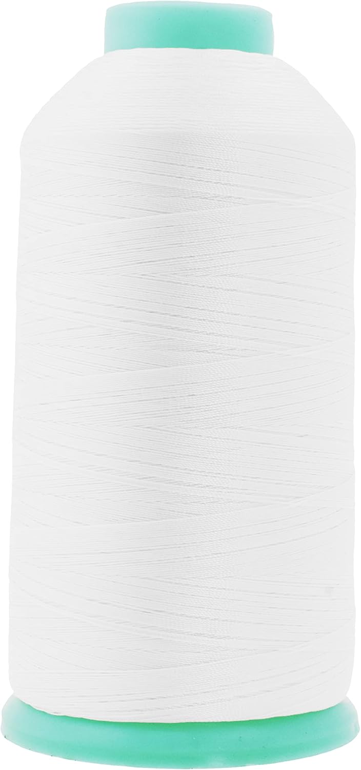 Mandala Crafts Bonded Nylon Thread White Heavy Duty Sewing Threads - 2843 YDs Size 46 210D T45 Tex 45 Thread for Leather Jeans Weaving Outdoor Marine Upholstery Threads