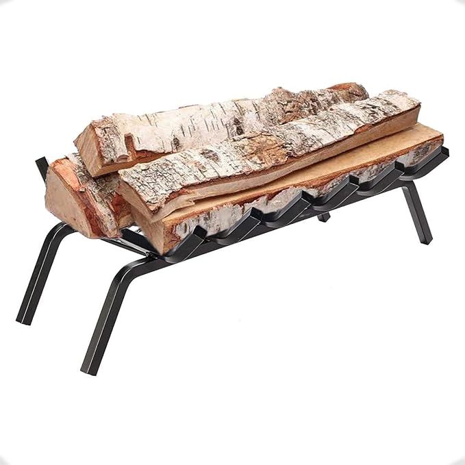 Heavy-Duty Steel Fireplace Grate with Ember Retainer (27 Inch)