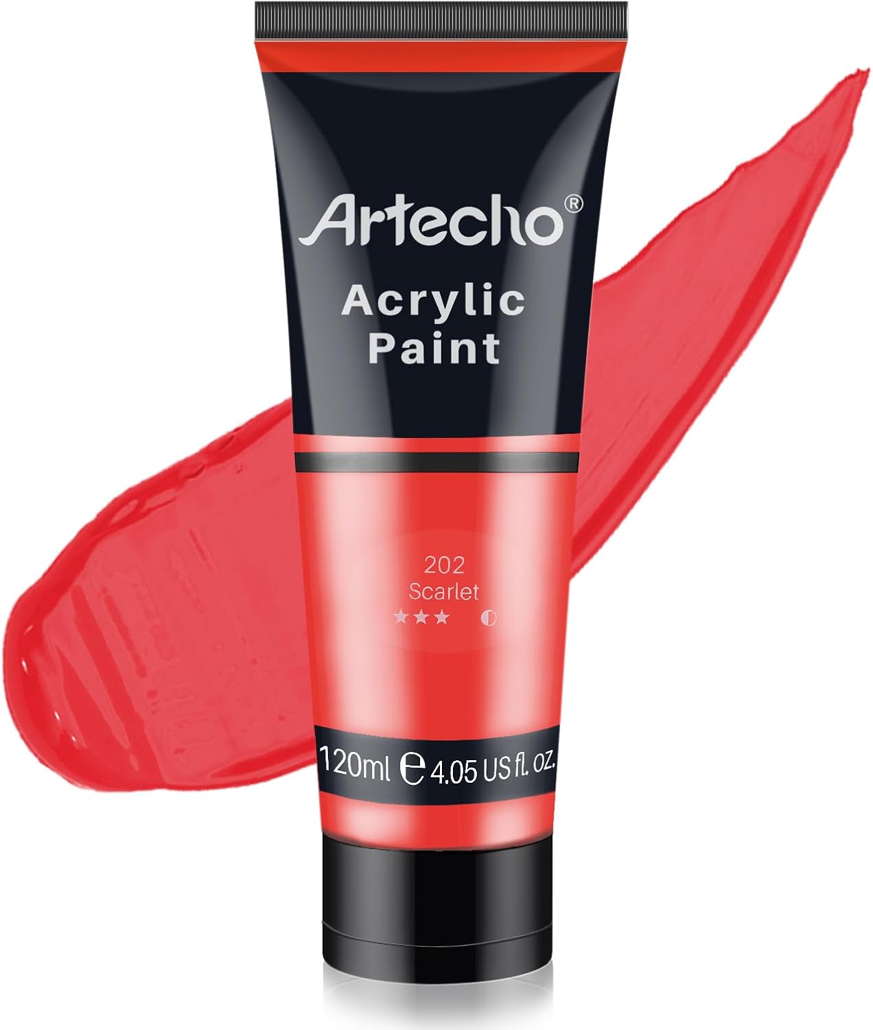 Artecho Red Acrylic Paint, Scarlet Red Paint (120ml / 4.05oz) Tubes, Art Craft Paints for Canvas, Rock, Stone, Wood, Fabric, Art Supplies
