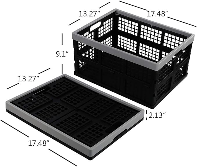 34-Liter Collapsible Storage Crates/Stackable Storage Container Basket, Set of 4
