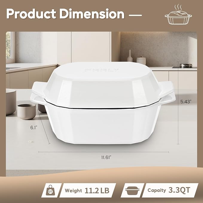 Enameled Cast Iron Dutch Oven for Bread Baking – 3QT Oval Round Heavy Duty Bread Pan with Lid, Non-Stick Ceramic Coating,Loaf Cast Iron Bread Oven for Sourdough, Baking, Roasting, Braising, Stovetop & Oven Safe