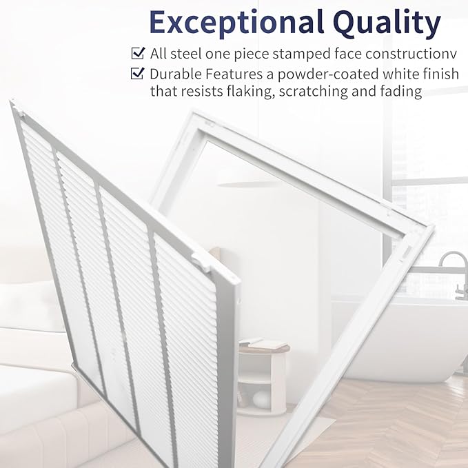 20"W x 24"H [Duct Opening Size] Steel Return Air Filter Grille - Removable Face/Door for 1 inch Filters -HVAC Vent Cover Grill - White [Outer Dimensions: 22 5/8"W X 26 5/8"H]