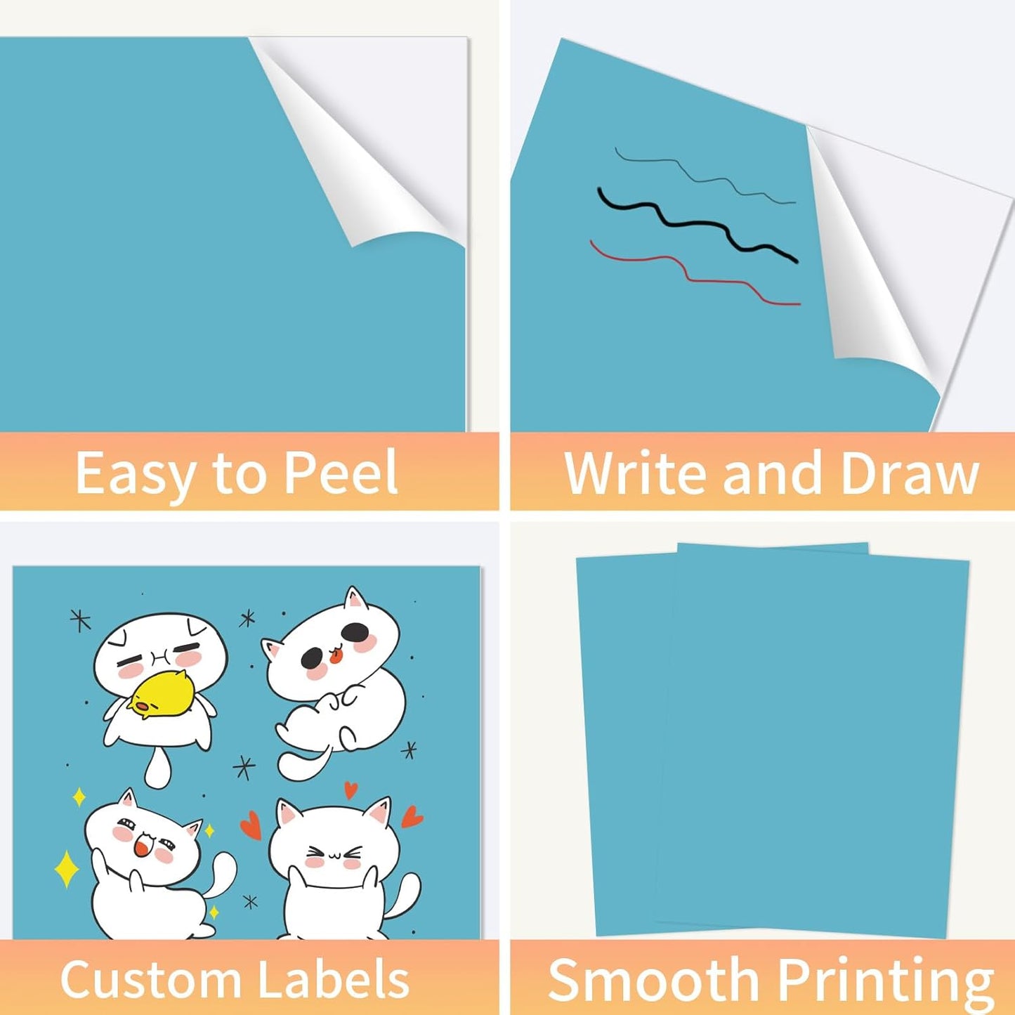 Printable Sticker Paper, 20 Sheets Lake Blue Printable Sticker Paper, Laser/Inkjet Printing- Matte, Letter Size (8.5" x 11")