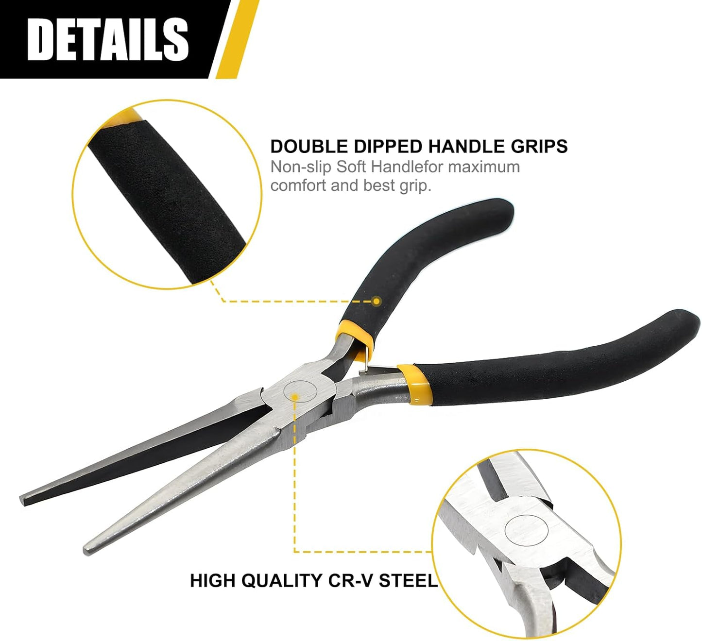 8pc 4.5" Mini Pliers Set - Long, Diagonal, End Cutting, Bent, Combination, Flat, Needle, Round Nose Pliers for Jewelry Making