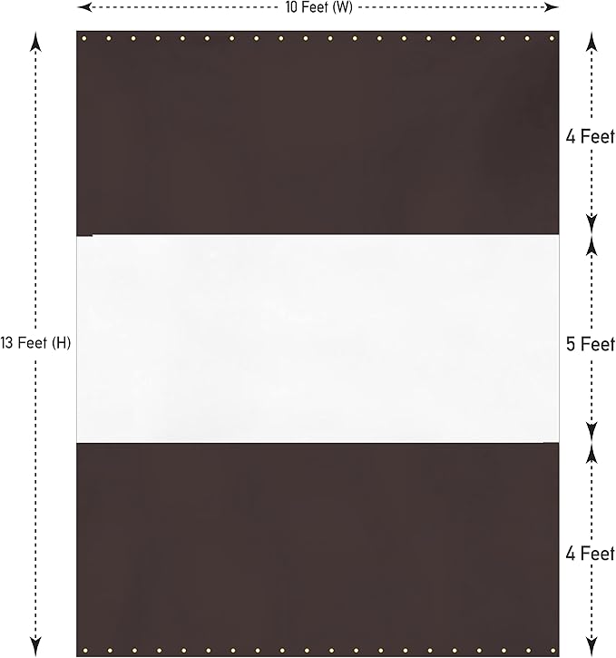 Covers & All Outdoor Clear Panel Curtain, 12 oz Vinyl Outdor Curtains for Patio, Waterproof & Weather Resistant Tarp with Brass Grommets for Pergola, Porch, Gazebos, Balcony (13'H X10'W feet, Coffee)