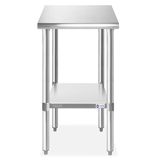 GRIDMANN Stainless Steel Work Table 18 x 30 Inches, NSF Commercial Kitchen Prep Table with Under Shelf for Restaurant and Home