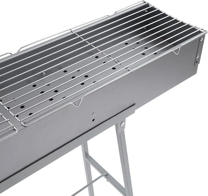 DYRABREST Portable Charcoal BBQ Grill, 39.3 Inch Large Folding Camping Grill with Adjustable Air Vents, Heavy Duty Zinc-Iron Alloy Barbecue Grill with Stand for Outdoor, Picnic, Backyard, Tailgating