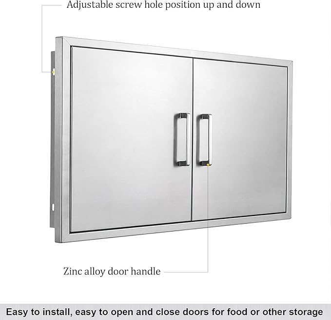 Outdoor Kitchen Door, 36" W21 H, Stainless Steel BBQ Double Door, Island or Outdoor Kitchen Access