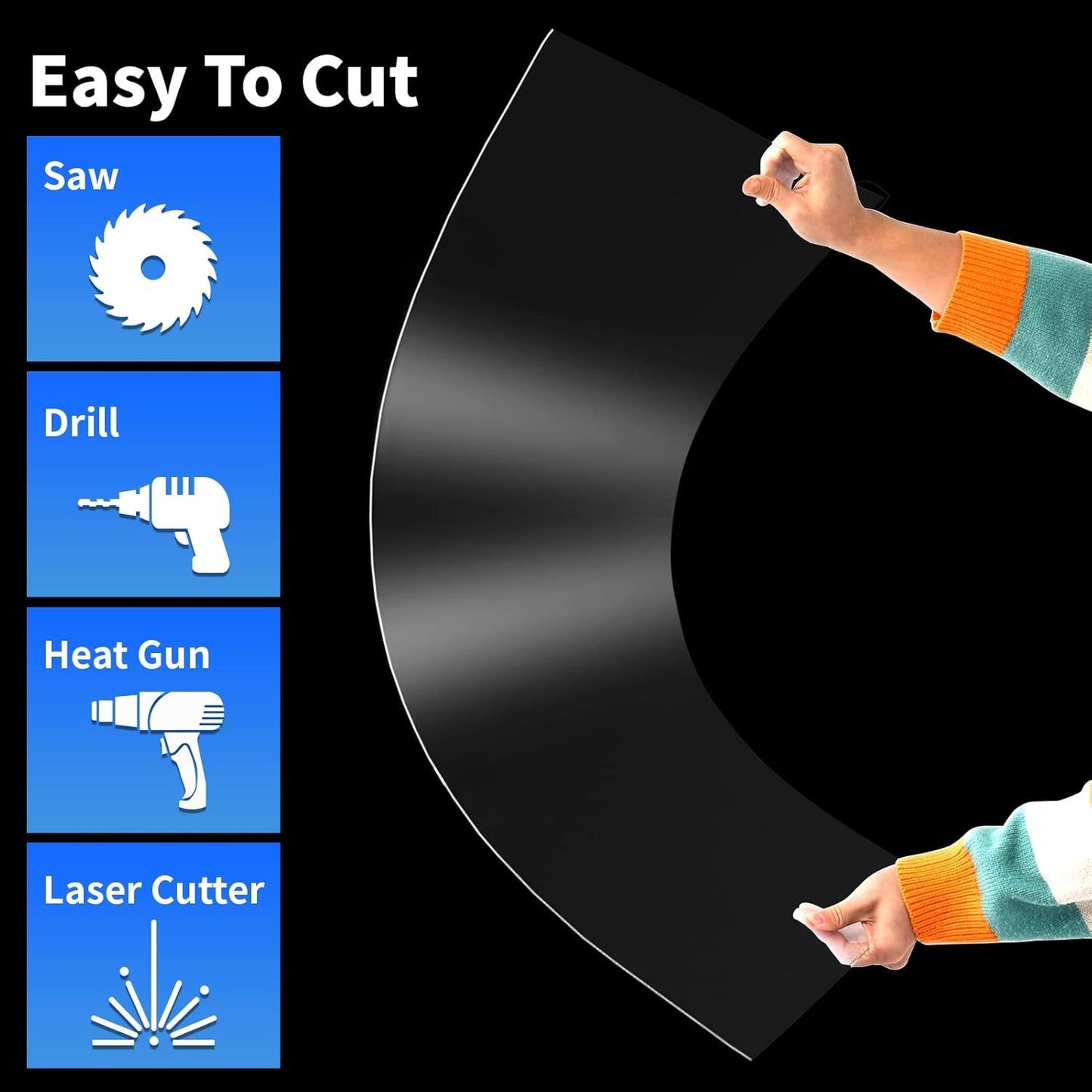 Art3d (2 Pack) 1/8" Thick Plexiglass Sheets - 16" x 12" PET Clear Sheets for Art Design, Craft Projects, Signs, DIY in Home, Wedding, Festival,Party,Office