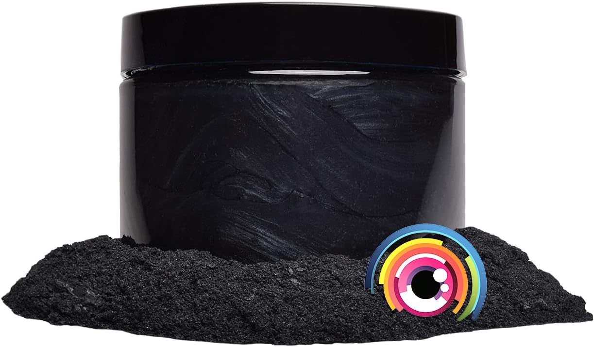 Eye Candy Pigments Premium Black Mica Powder - Yoru Black (25gr) - for Epoxy, Resin, Soap, Paint, Woodworking, Acrylic Pouring, Bath Bombs, Fishing Lures - DIY Arts and Crafts Additive