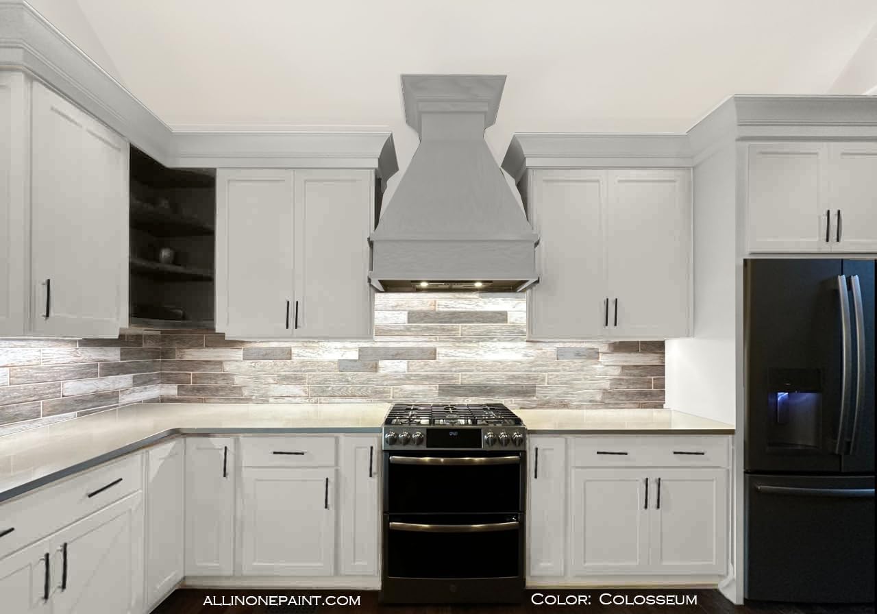 ALL-IN-ONE Paint, Durable cabinet and furniture paint. Built in primer and top coat, no sanding needed. Includes our 30 featured color card - Colosseum (white with subtle gray undertone), Quart