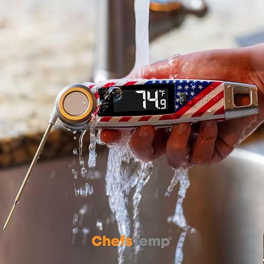 Finaltouch X10 Instant Read Digital Meat Thermometer NSF Certified Waterproof Professional for Cooking Grilling BBQ Baking Candy Oil with Rotating Probe and Backlit Display (Patriotic Limited Edition)