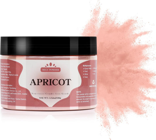 Mica Powder - 100g Mica Powder for Epoxy Resin - Metallic Color Pigment for Resin, Soap, Bath Bombs, Eye Shadow, Nails, DIY Crafting Projects etc. (Apricot)