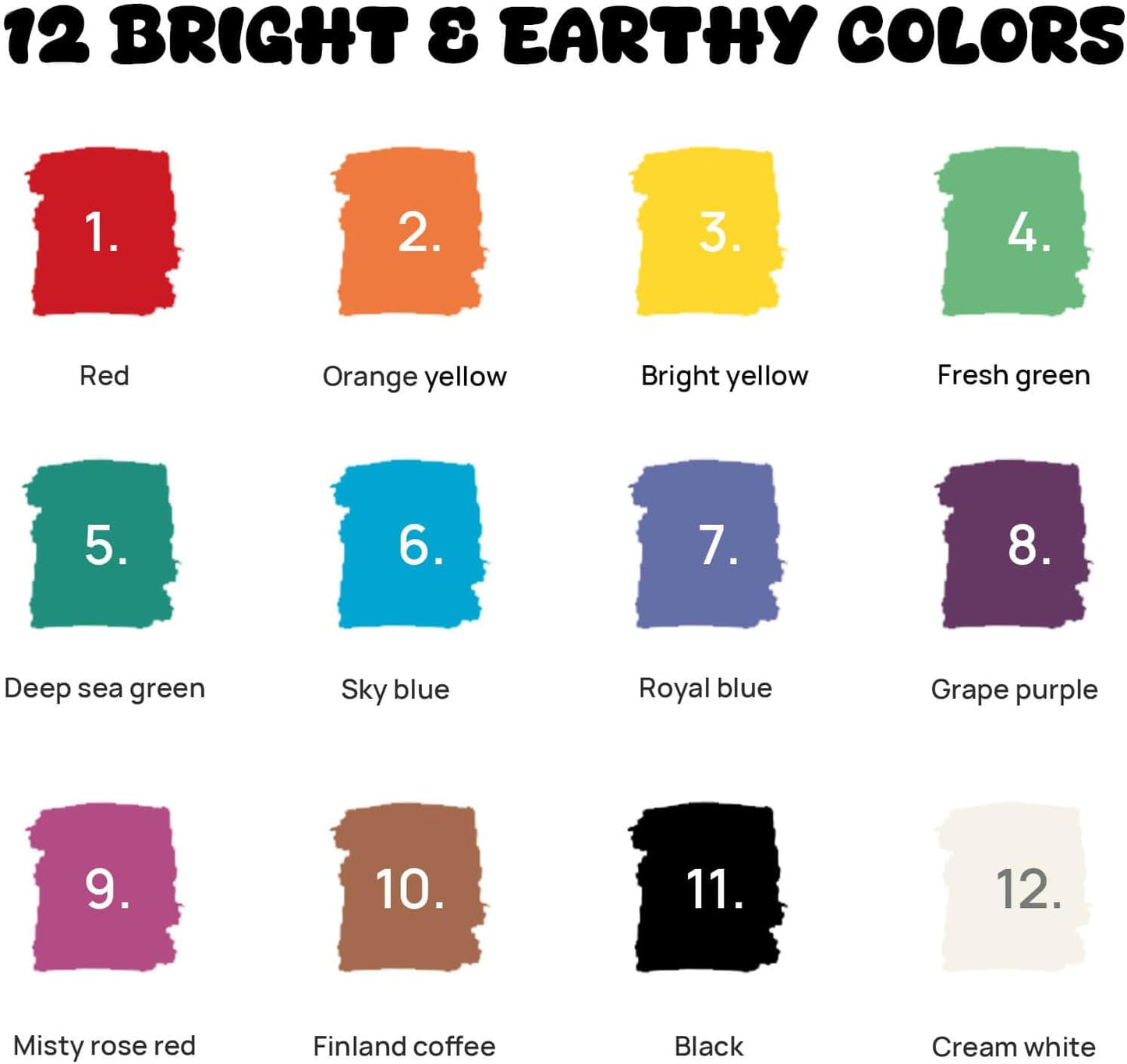 12 Automatic Ink Control Acrylic Paint Markers Dual Tip, No Bleed Brush Medium Tip Acrylic Paint Pens For Rock Painting, Wood, Fabric, Canvas, Glass, Plastic, Art Painting Supplies Kit