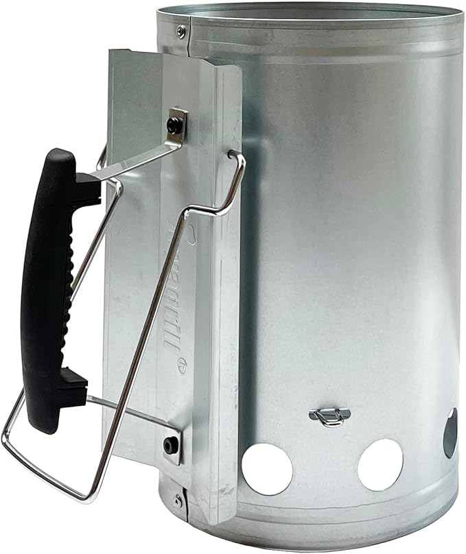 7.5X12inch XL Charcoal Chimney Starter with Electroplated Handle, Durable Fire Starter with Large Capacity Rapidfire Chimney Starter, Tilted Handle Design for Safe