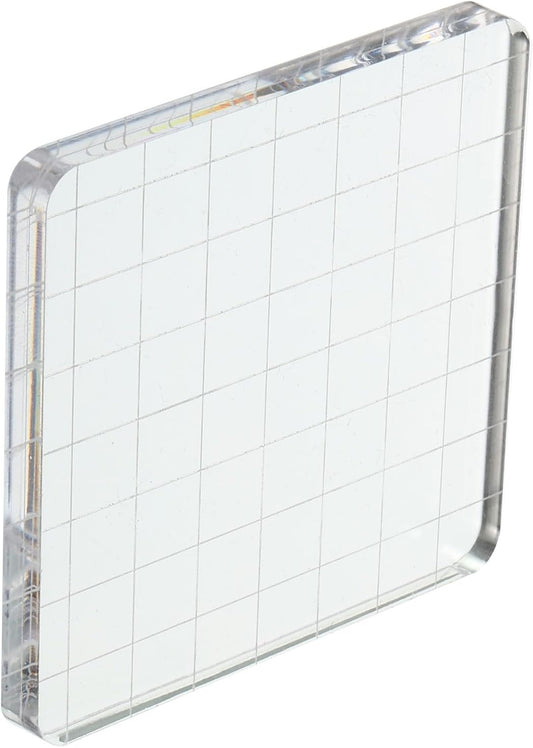 PATIKIL 3" x 3" Acrylic Stamp Block, Clear Stamping Block with Grid Lines Decorative Mounting Blocks Square for Scrapbooking DIY Crafts Card Making