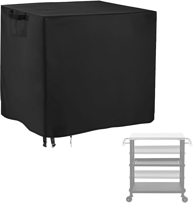 Outdoor Dining Cart Cover for Feasto 34 Inch Three-Shelf Movable Food Prep and Work Cart Table,Waterproof Outdoor Grill Cart Pizza Oven Table Cover - 34 X 17 X 32 Inch