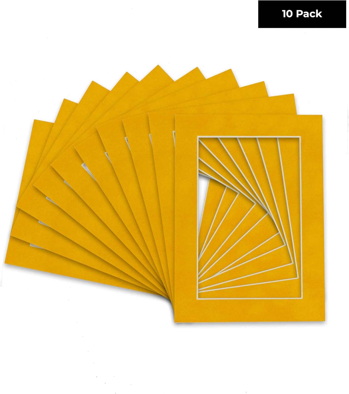 Pack of TEN 11x14 Mats Bevel Cut for 8.5x11 Photos - Acid Free Bright Yellow Precut Matboards For Pictures, Photos, Framing - 4-ply Thickness