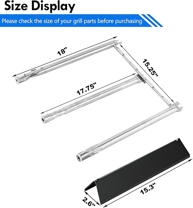 Spirit E-310 Replacement Parts 7636 Flavorizer Bars 69797 Burners for Weber Spirit II Grill Parts E310 S-310 E-320 S-320 E-330 S-330 Spirit 2 GS4 Flavor Bars Burner Covers Spirit Gas Grill Parts