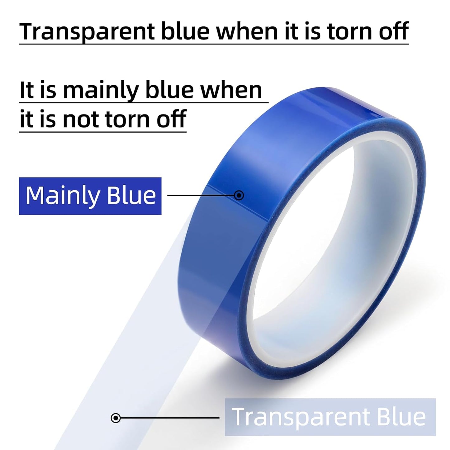 ROSEUP 5 Rolls 0.8 Inch x 108 Ft Blue Heat Resistant Tape, Heat Transfer Tape, Strong Heat Resistance, Long-Lasting Adhesion for Industrial Printing & Label Transfer