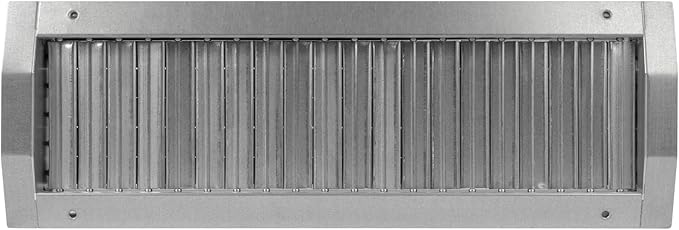 Repa Market 17" x 5" Inch Air Exhaust Grille for Round Ducts - 2 Adjustable Louvre Blades - Galvanized Air Supply Vent Cover - Side Fit Round Surface Canal Ducting from 9.84" to 35.43" Inches