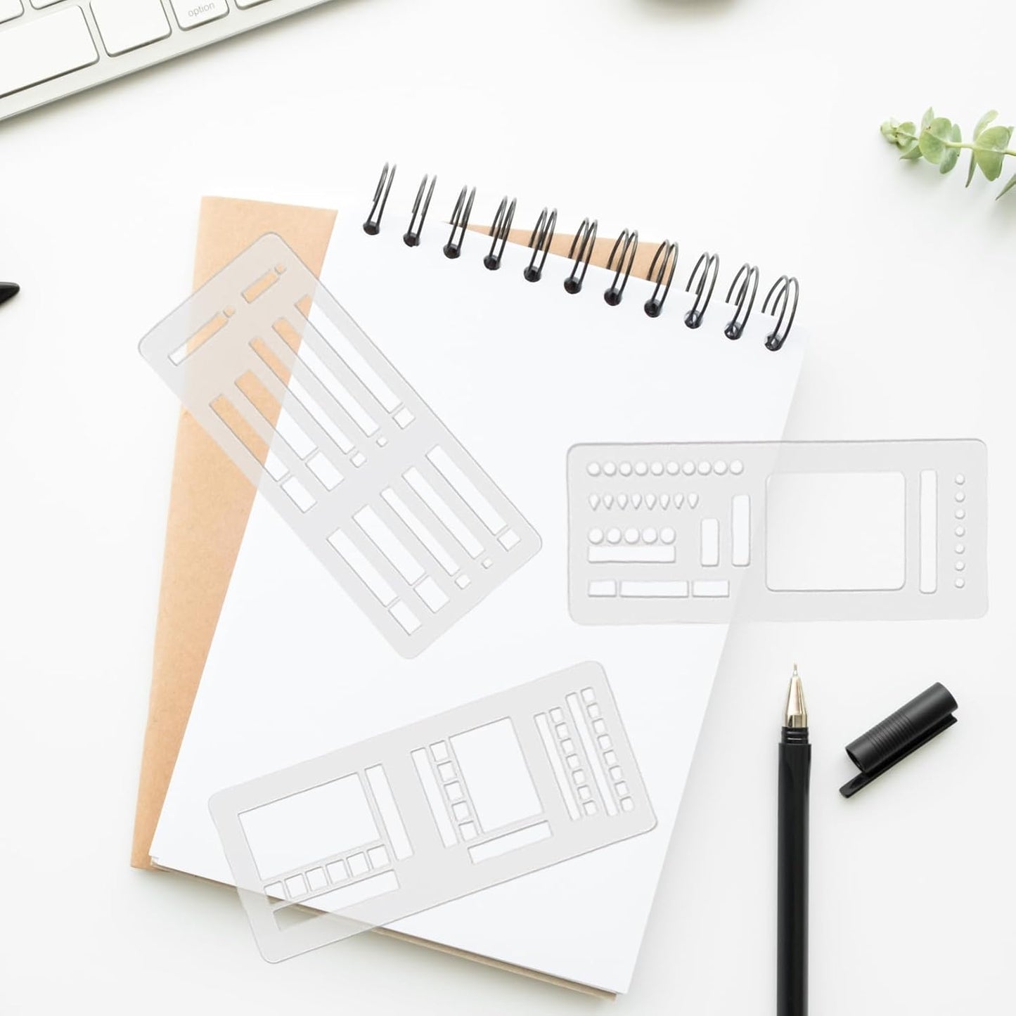 3PCS Planner Stencils Templates Set, Handmade Flexible Record Template, Lexible Journal Calendar Stencil for Dot Grid Planners, Versatile Drawing Template Kit for Journaling, Checklists, Boxes, Lines