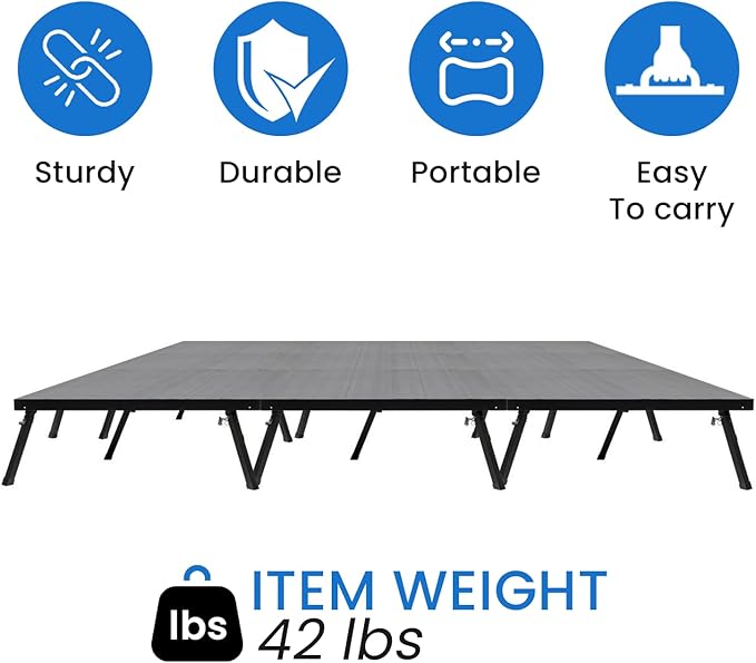 16'x24' MyStage 24 Portable Stage -Performance Floor Versatile Platform Modular System Stage - DJ, Drum, Camera Stage Riser -Compact & Stable, Easy to Carry, Assemble & Transport