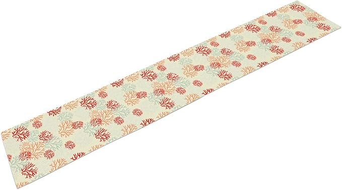Coral Table Runner, Red Nautical Rustic Coastal Farmhouse Tropical Ocean Undersea Coffee Table Center Decor for Home Kitchen Dining Patio Holiday Party Table Decorations 13"x36"
