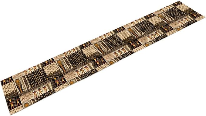 Ancient Egyptian Table Runner, Vintage Abstract Mystical Hieroglyphics Culture Table Runner for Dining Coffee Party Holiday Farmhouse 13x90in