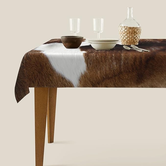 Worltoldb Cow Tablecloths Polyester Table Cloth for Kitchen Dinning Table Washable Table Cover for Parties Wedding Picnic